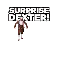 a surprise dext sticker with a man in a suit