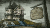 a house with a sign that says oak palace apartment