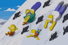 Surfing With Penguins - The Simpsons GIF