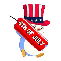 a penguin in an uncle sam hat is holding a 4th of july bomb