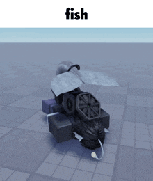 a 3d rendering of a fish with a gray background