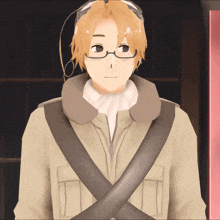 a cartoon character with glasses and a jacket