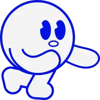 a blue and white cartoon drawing of a smiley face