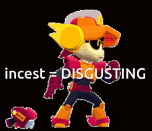 a pixel art of a robot with the words incest = disgusting below it