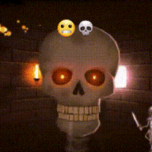 a skeleton has two skulls on top of it 's head