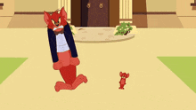 a cartoon cat in a tuxedo is standing next to a mouse