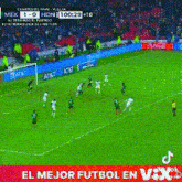 a soccer game is being played on a field with advertisements for at & t and coca cola