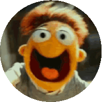 a pixel art of a muppet with his mouth open