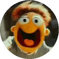 a pixel art of a muppet with his mouth open