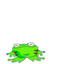 a cartoon frog with a pink tongue sticking out is standing on a white background .