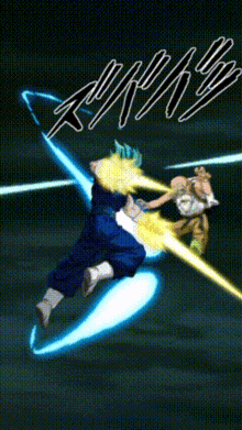 a cartoon character is flying through the air with a glowing light behind him