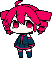 a cartoon drawing of a girl with pink hair and black clothes