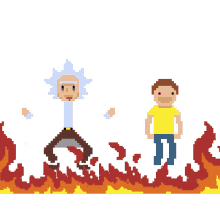 humanharvest407 rick and morty pixel art fire dancing