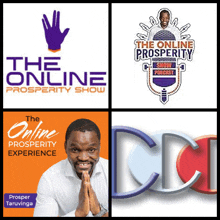 a collage of logos for the online prosperity show podcast