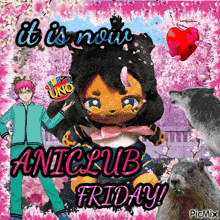 a picture of a stuffed animal with the words " it is now anticlub friday "