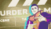 a cartoon of a man standing in front of a sign that says ' order film '