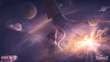 a poster for marvel games rivals shows a giant explosion