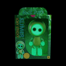a green box that says slimer on the side