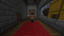 a person standing on a red carpet in a minecraft game