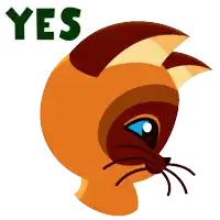 a cartoon cat with blue eyes says yes