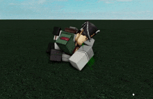 a cartoon character is laying on the grass with a hat on his head