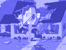 a cartoon of a house that has been destroyed with the words no no no no no no no no