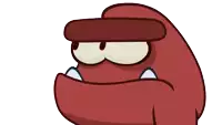 a cartoon drawing of a red monster with big eyes