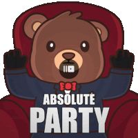 a teddy bear with the words absolute party written on it