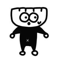 a black and white drawing of a monster with a x on the bottom of it