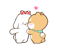 a cartoon of a dog and a seal hugging each other