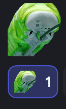 a picture of a green caterpillar next to a number one