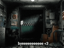 a video game scene with the words byeeeeeeee < 3 on the bottom