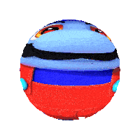 a ball with a blue face and red pants on it