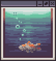 a pixel art of a fish in the ocean