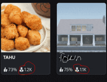 a picture of food and a picture of a house