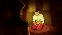 a drawing of a man standing in front of a glowing object
