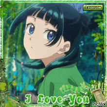 a picture of an anime girl with the words i love you