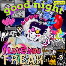 a poster that says i love you freak on it