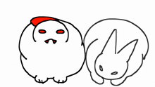 a drawing of a person with a red hat on their head