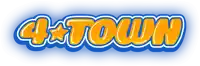 a blue and orange logo for 4x town