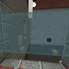 a screenshot of a bathroom in a video game shows a skeleton in the water