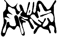 a black infinity symbol with white spots on it