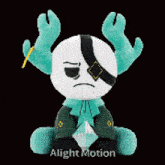a stuffed animal with antlers is shown with the words alight motion written on the bottom