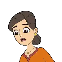 a cartoon of a woman with a surprised look on her face and a necklace .