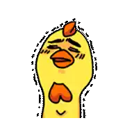 a cartoon of a chicken with a heart in its mouth