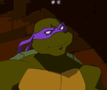a teenage mutant ninja turtle with a purple mask