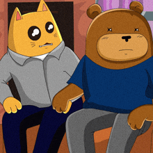 a cartoon drawing of a cat and a bear