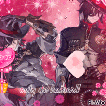 a picture of two anime characters with the words only de kaiser written on the bottom