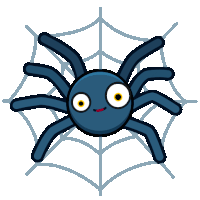 a cartoon spider is sitting on a web with its tongue sticking out