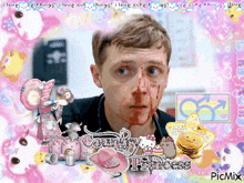a picture of a man with blood on his face with the words country princess on it